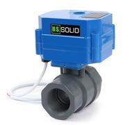 U.S. Solid Valvola a sfera motorizzata UPVC 1", valvola a sfera elettrica in plastica con porta standard, ritorno automatico a 2 fili, 85-265 V AC, normalmente chiusa