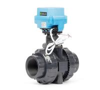 U.S. Solid Valvola a sfera motorizzata UPVC da 2 pollici, filettatura G, 9-24 V AC/DC, ritorno automatico a 2 fili, porta completa IP67, normalmente chiusa con ripristino manuale per sistemi acqua e