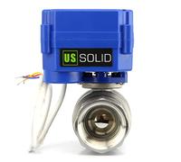 U.S. Solid Valvola a sfera motorizzata - Valvola a sfera elettrica in acciaio inossidabile 1", porta completa, 9-24V AC/DC e configurazione a rottura positiva 3 fili