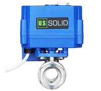 U.S.Solid Valvola a sfera motorizzata - Valvola a sfera elettrica in acciaio inossidabile da 1/2 pollice con funzione manuale, porta completa, 9-24 V AC/DC configurazione a rottura positiva 3 fili