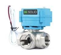 U.S. Solid valvola motorizzata 3 vie acciaio inox, Tipo T, valvola di zona motorizzata funzione manuale, porta standard (3/4", 9-24 V AC/DC)