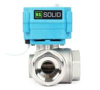 U.S. Solid valvola motorizzata 3 vie acciaio inox, Tipo T, valvola di zona motorizzata funzione manuale, porta standard (1", 9-24 V AC/DC)