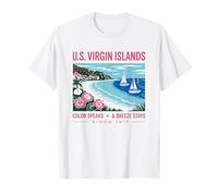 U.S. Virgin Islands Design Tropicale per Vacanze nei Caraibi Maglietta