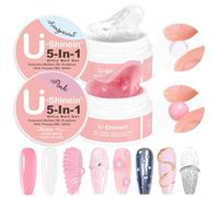 U-Shinein 2 gel per unghie Solid Builder: 5 in 1 non appiccicoso 3D per sculpting Modeling, costruttori e extension per unghie UV/LED manicure fai da te, trasparente e rosa