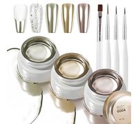 U-Shinein 3x8ml Kit per Nail Art, Gel Metallico per Pittura Unghie, 3D Effetto Specchio Cromo, Pennelli Inclusi