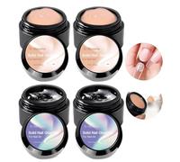 U-Shinein 4 * 10ml Gel Solido Per Unghie, 4 Gel Per Unghie Acriliche, Premere Su Gel Di Colla Solido, Gel Di Colla Per Unghie, Richiede Una Cura Per Unghie Più Lunga, 2*Trasparenti + 2*Albicocca