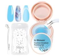 U-Shinein Cushion Gradient Painting Gel, Ombre Nails Aura Nails Full Coverage Precise Control of Each Dip 100pcs Spong & Grabbing Pen Matte Effect Non-Wipe Long Lasting Soak Off UV LED, Set Blue
