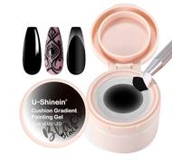U-Shinein Cushion Gradient Painting Gel, Ombre Nails Aura Nails Full Coverage Precise Control of Each StrokeLong Lasting French Manicure Soak Off UV LED DIY Nail Art Black