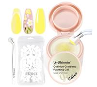 U-Shinein Cushion Gradient Painting Gel, Ombre Nails Aura Nails Full Coverage Precise Control of Each Dip 100pcs Spong & Grabbing Pen Matte Effect Non-Wipe Long Lasting Soak Off UV LED, Set giallo