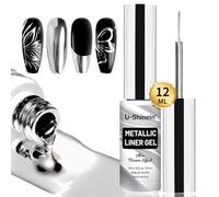 U-Shinein Gel per pittura metallica, nail art 3D Mirror Effect Gel per nail art, gel dipinto, per manicure fai da te, colore argento ultra brillante