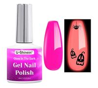 U-Shinein Glow in the Dark Gel Polish, Fluorescent Pink Fluorescent Neon Colors, Glow in the Dark Effect, Halloween Nails Home Salon Manicure for DIY Nail Art Polish for Women 10ml