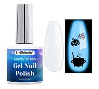 U-Shinein Glow in the Dark Gel Polish, Luminous Blue Fluorescent Neon Colors, Glow in the Dark Effect, Halloween Nail Home Salon Manicure for DIY Nail Art Polish for Women 10ml