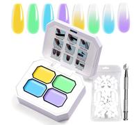 U-Shinein Gradient Painting Gel, 4 colori Ombre Gel Polish Nail Polish with 50pcs Nail Sponges & 4 Claws Metal Grabber for French Manicure DIY Nail Art Set C