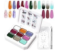 U-Shinein Gradient Painting Gel, 9 colori Ombre Gel Polish Nail Polish with 100pcs Nail Sponges & 4 Claws Metal Grabber for French Manicure DIY Nail Art Set T