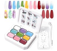 U-Shinein Gradient Painting Gel, 9 colori Ombre Gel Polish Nail Polish with 100pcs Nail Sponges & 4 Claws Metal Grabber for French Manicure DIY Nail Art Set G