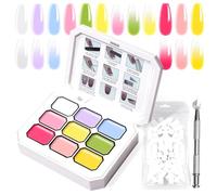 U-Shinein Gradient Painting Gel, 9 colori Ombre Gel Polish Nail Polish with 100pcs Nail Sponges & 4 Claws Metal Grabber for French Manicure DIY Nail Art Set J