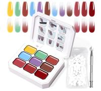 U-Shinein Gradient Painting Gel, 9 colori Ombre Gel Polish Nail Polish with 100pcs Nail Sponges & 4 Claws Metal Grabber for French Manicure DIY Nail Art Set A