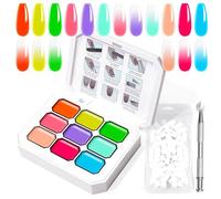 U-Shinein Gradient Painting Gel, 9 colori Ombre Gel Polish Nail Polish with 100pcs Nail Sponges & 4 Claws Metal Grabber for French Manicure DIY Nail Art Set O