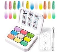 U-Shinein Gradient Painting Gel, 9 colori Ombre Gel Polish Nail Polish with 100pcs Nail Sponges & 4 Claws Metal Grabber for French Manicure DIY Nail Art Set N