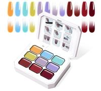 U-Shinein Gradient Painting Gel, 9 colori Ombre Gel Polish per unghie Ombre Nails, French Manicure fai da te, palette F