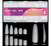 U-Shinein Guiding Line Nail Tips, Half Cover Coffin/Round/Square Soft Gel Tips Seamless Precise Positioning for Acrylic Extension Scale Line Full Matte Salon Artificial Nail 240PCS 12 Misure 01