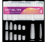 U-Shinein Guiding Line Nail Tips, Half Cover Coffin/Round/Square Soft Gel Tips Seamless Precise Positioning for Acrylic Extension Scale Line Full Matte Salon Artificial Nail 240PCS 12 Misure 05
