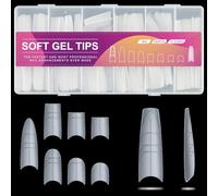 U-Shinein Guiding Line Nail Tips, Half Cover Coffin/Round/Square Soft Gel Tips Seamless Precise Positioning for Acrylic Extension Scale Line Full Matte Salon Artificial Nail 240PCS 12 Misure 04