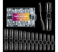 U-Shinein Guiding Line Nail Tips, Half Cover Coffin/Round/Square Soft Gel Tips Seamless Precise Positioning for Acrylic Extension Scale Line Full Matte Salon Artificial Nail 240PCS 12 Misure 01