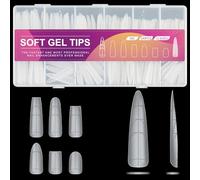 U-Shinein Guiding Line Nail Tips, Half Cover Coffin/Round/Square Soft Gel Tips Seamless Precise Positioning for Acrylic Extension Scale Line Full Matte Salon Artificial Nail 240PCS 12 Misure 02