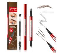 U-Shinein Microblading Eyebrow Pencil, Waterproof 2 in 1 Pencil, Liquid Brow Pencil with 2 Tips, Precise Create Natural Brows with Brush Dark Brown