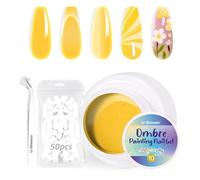 U-Shinein Ombre Gel Polish Set Nail Polish Set Colorful Painting Nail Gel con 50 Sponges & 4 Claws Metal Grabber per Nail Art fai da te #10 Giallo
