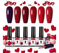 U-Shinein Red Gel Polish, set di 6 colori Classic Red Nail Art Set Silky Texture High Color Rendering Gel Polish Set Bloody Red Christmas Nail Polish Gel Manicure DIY Salon Nail Art Gifts UV LED