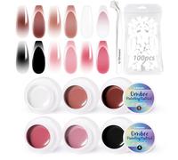 U-Shinein Set di 6 smalti in gel Ombre, Spring Summer Colorful Painting Nail Gel con 100 sponges & 4 Claws Metal Grabber per nail art (A)