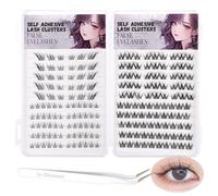 U-Shinein Set di ciglia sintetiche autoadesive, 185 ciuffi, non necessitano di colla, con pinzette, ciglia sintetiche riutilizzabili e non esperte sugli animali