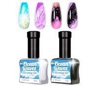 U-Shinein Smalto per unghie in gel Blooming, effetto marmo, nero e bianco, con effetto a diffusione magica, per la creazione di pizzo e nail art Soak of UV/LED da 12 ml