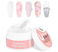U-Shinein Solido Builder Nail Gel: 5 in 1 White Non-sticky Extension 3D Sculpting Nail Gel for Art Carving Modeling, Builder and Nail Extension UV/LED Manicure fai da te