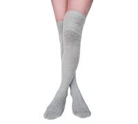 U-SY-W6 - Calzini sopra il ginocchio, extra lunghi, caldi, da donna, per uso quotidiano, cosplay, Grigio chiaro, taglia unica