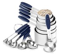 U-Taste Dosatore Misurino Cucchiaio 12 Pezzi, inossidabile 18/8 blu notte | Manico rinforzato e spesso, strumenti di misurazione per cucina e pasticceria, set impilabile di cucchiaini e cucchiai