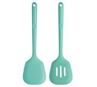 U-Taste Extra lunga spatola in silicone: Spatola da cucina solida e scanalata resistente al calore a 315 ℃, flipper da cucina per friggere pancakes di pesce (Aqua Sky, 2 pezzi)