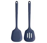 U-Taste Extra lunga spatola in silicone: Spatola da cucina solida e scanalata resistente al calore a 315 ℃, flipper da cucina per friggere pancakes di pesce (Blu Mezzanotte, 2 pezzi)