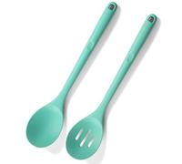 U-Taste Extra lungo cucchiaio in silicone: cucchiaio da cucina resistente al calore 315 ℃, cucchiaio antiaderente pieno e forato per servire, mescolare e raccogliere (Aqua Sky, 2 pezzi)