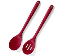 U-Taste Extra lungo cucchiaio in silicone: cucchiaio da cucina resistente al calore 315 ℃, cucchiaio antiaderente pieno e forato per servire, mescolare e raccogliere (Rosso, 2 pezzi)
