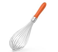 U-Taste Frusta da Cucina: 30 cm Grande Frusta a Palloncino in Acciaio Inox 18/10, con 12 Fili Altamente Flessibili e Manico in Silicone per Battere, Mescolare Impasti e Creme (Arancione)