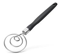 U-Taste Frusta danese per impasto: impastatrice manuale per pasta madre in acciaio 18/8, frusta olandese per pane alimentare con impugnatura silicone antiscivolo per mescolare e impastare (Nero)