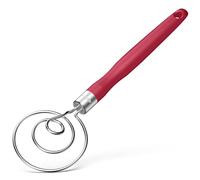 U-Taste Frusta danese per impasto: impastatrice manuale per pasta madre in acciaio 18/8, frusta olandese per pane alimentare con impugnatura silicone antiscivolo per mescolare e impastare (Rosso)