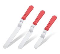 U-Taste Spatola per Glassa, Set di Spatole Offset con Lama da 15cm, 20cm e 25cm, Acciaio Inossidabile 18/0 con Manico in Plastica PP Premium Spatola Angolata per Decorare la Torta Set di 3 (Rosso)