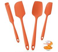 U-Taste Spatole in silicone per cucinare, raschietto per cottura alimentare resistente al calore fino a 315°C con anima robusta e bordo flessibile per pentole antiaderenti (4 pezzi,Arancione)