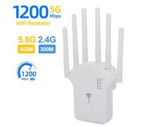 U13 1200Mbps Ripetitore WiFi Alta 6 Antenna Router Wireless Amplificatore di Rete Ripetitore Extender Gamma di Segnale WiFi Booster 2.4G 300M Black