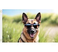 U24 Bandiera del cane da pastore con occhiali da sole, 90 x 150 cm