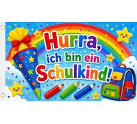 U24 Bandiera Hurra con scritta "Ich bin ein Schulkind", 90 x 150 cm
